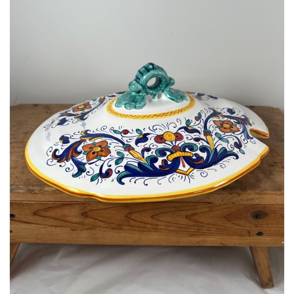 Ricco Deruta Pattern ITALY Hand Painted Ceramic Soup Tureen LID ONLY